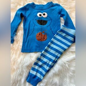 Hanna Andersson Blue Cookie Monster Pajama Set Size 2t